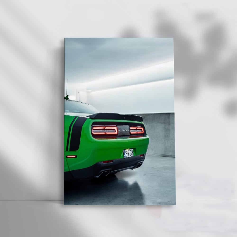 Green Dodge in Parking Lot - Classic Style Ride