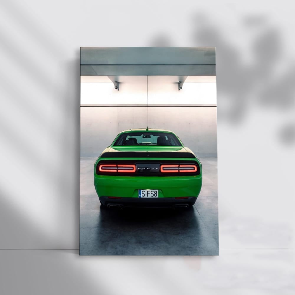 Green Dodge in Parking Lot - Sporty Elegance
