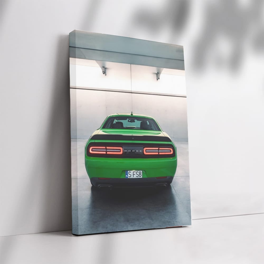 Green Dodge in Parking Lot - Sporty Elegance