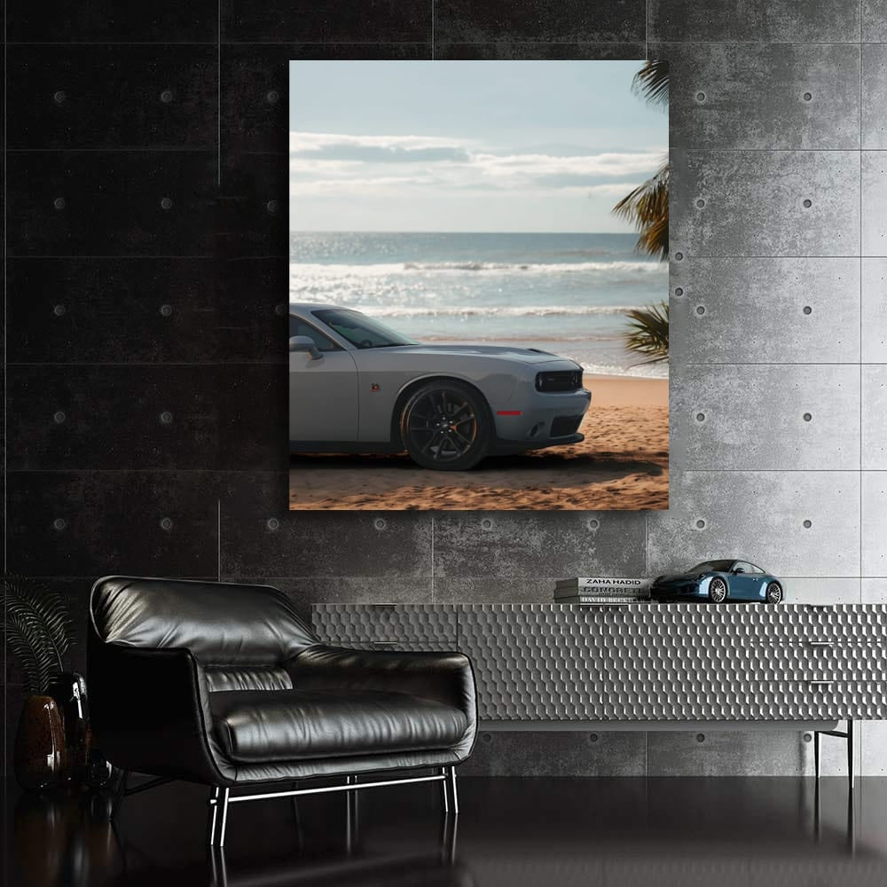 Grey Dodge by Sea - Sleek and Sophisticated Ride