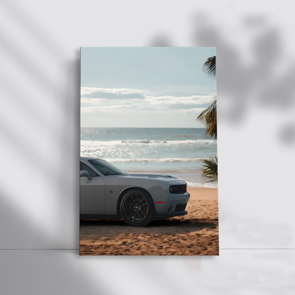 Grey Dodge by Sea - Sleek and Sophisticated Ride