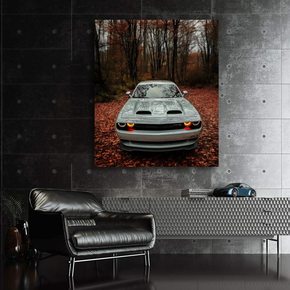 Grey Dodge in Autumn Woods - Rugged Elegance