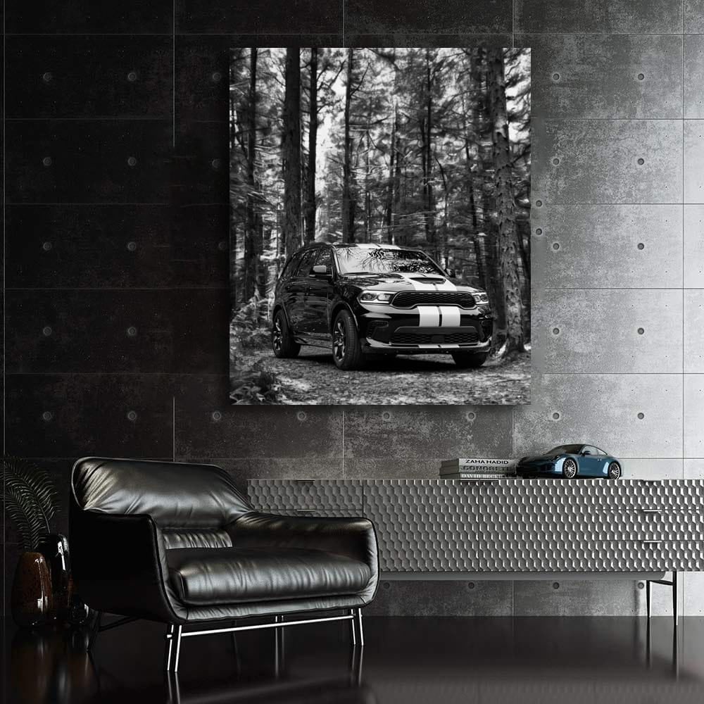 Dodge in Black & White Forest - Rugged Elegance
