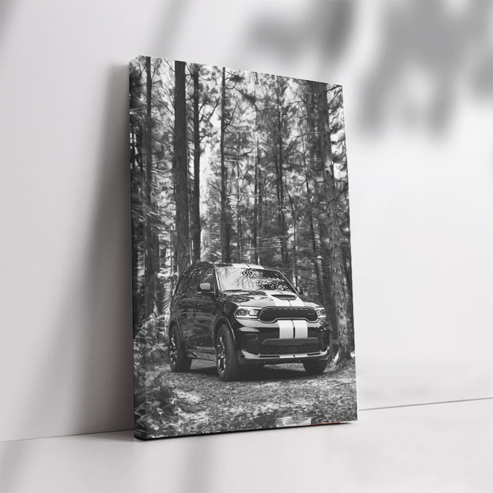 Dodge in Black & White Forest - Rugged Elegance