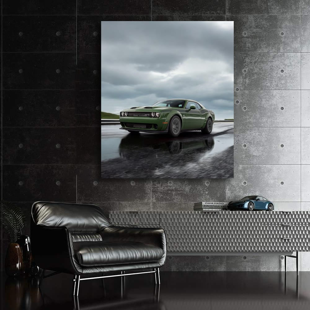 Dodge Driving Under Clouds - Road Warrior Spirit