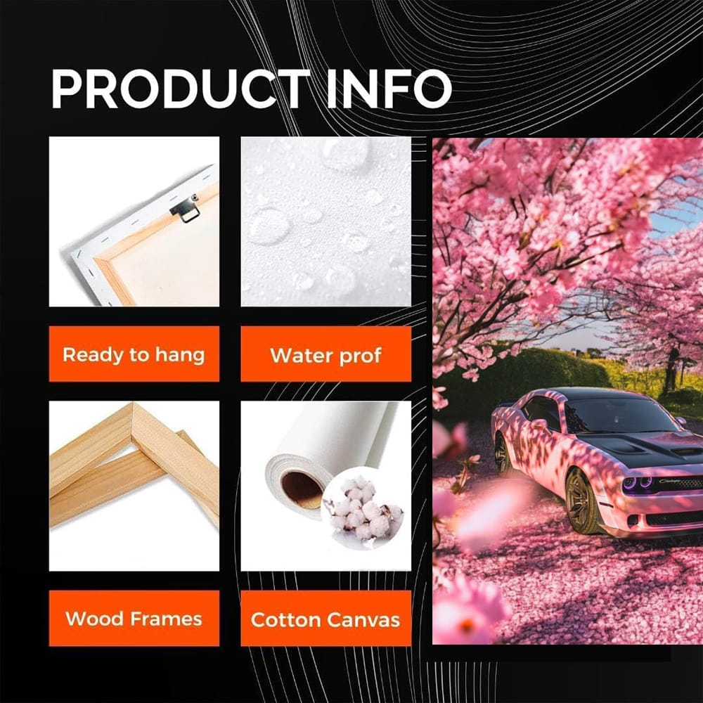 Pink Dodge Amid Sakura Blossoms - Vibrant Classic
