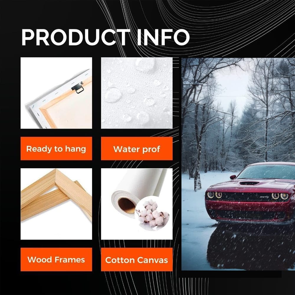 Red Dodge Driving Through Snow - Bold and Resilient