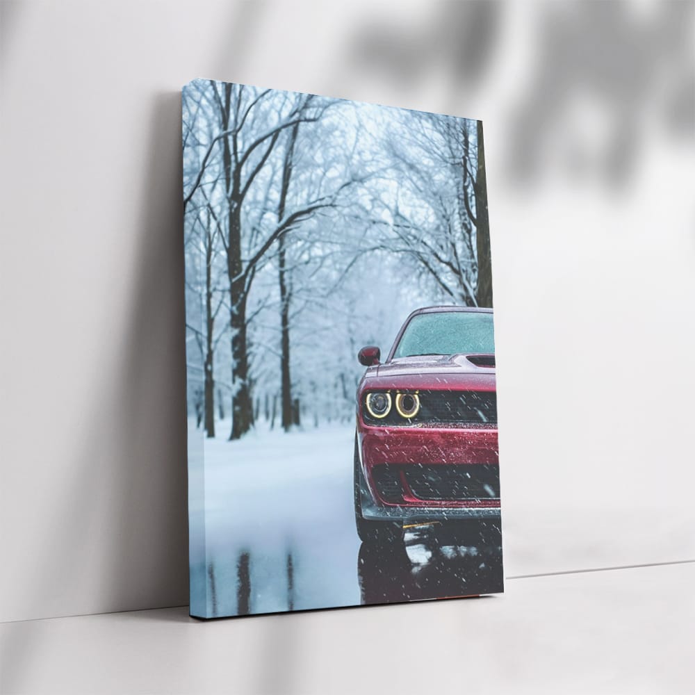 Red Dodge in Snow - Dynamic and Resilient Performance