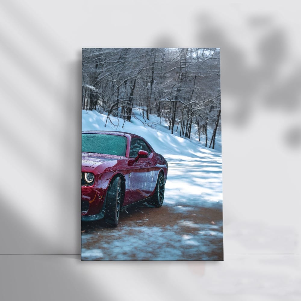 Red Dodge in Snowy Weather - Bold and Adventurous Ride