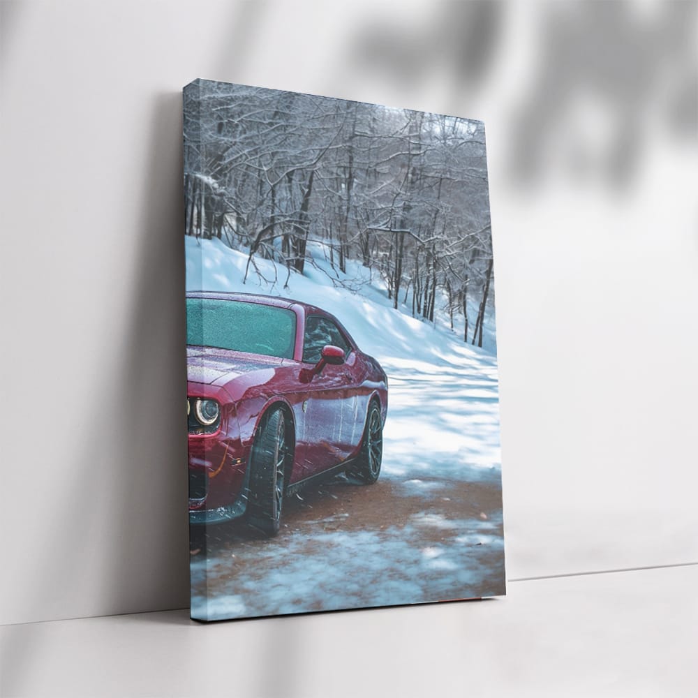 Red Dodge in Snowy Weather - Bold and Adventurous Ride