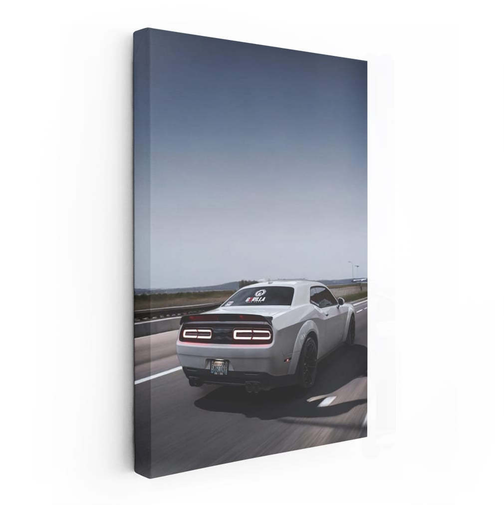 White Dodge Cruising Down Road - Power in Motion