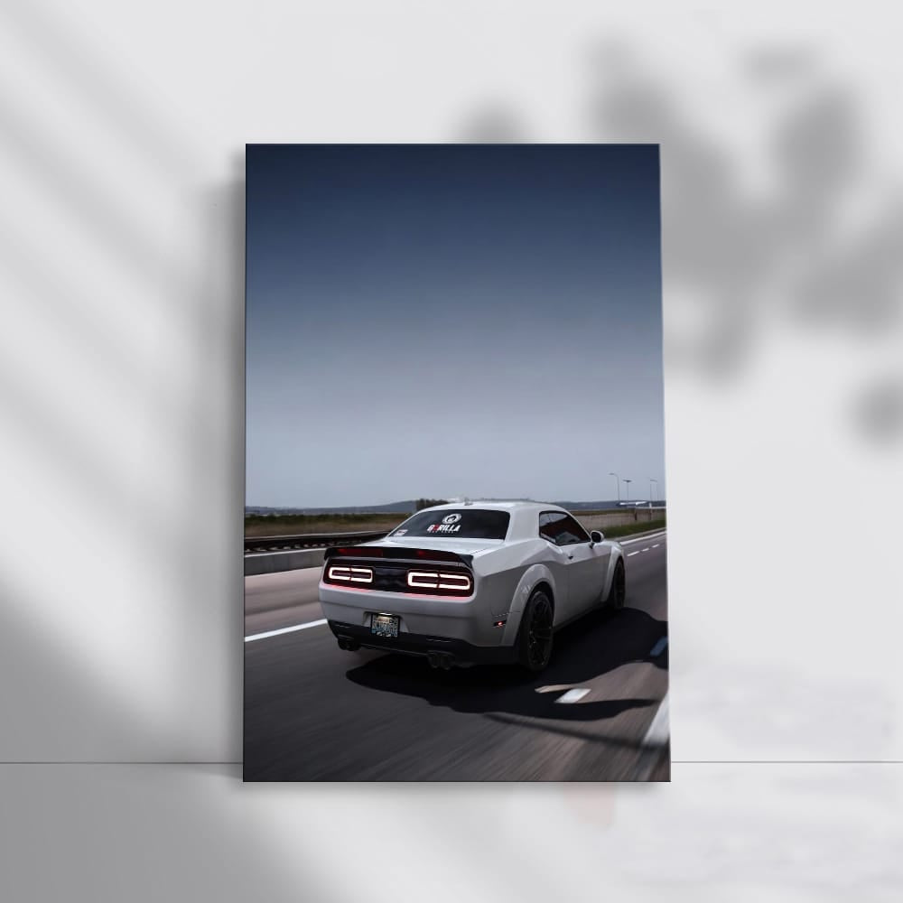 White Dodge Cruising Down Road - Power in Motion