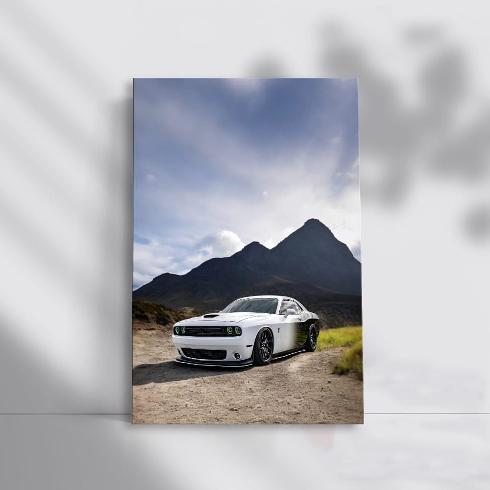 White Dodge in Mountainous Terrain - Rugged Adventure