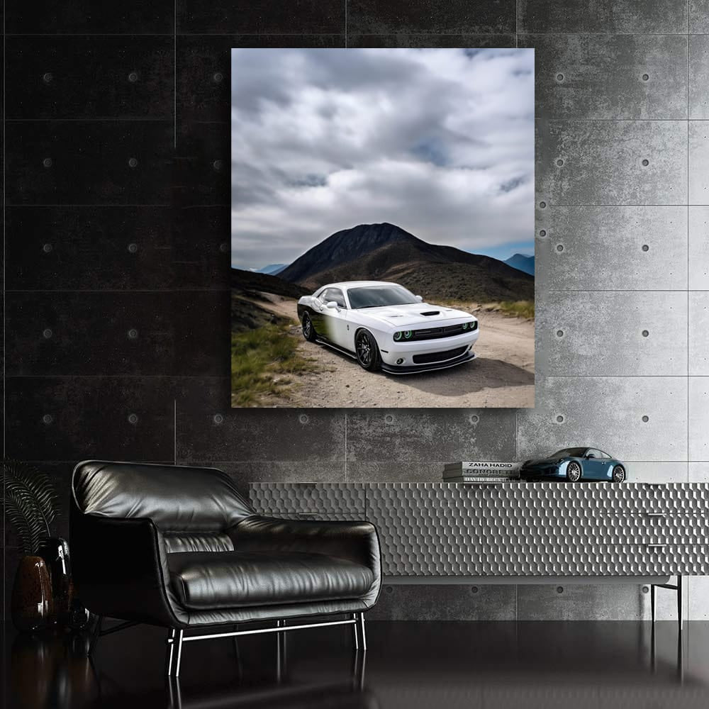 White Dodge in Mountainous Terrain - Rugged and Reliable
