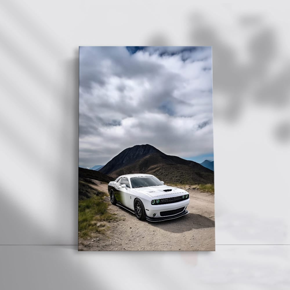 White Dodge in Mountainous Terrain - Rugged and Reliable