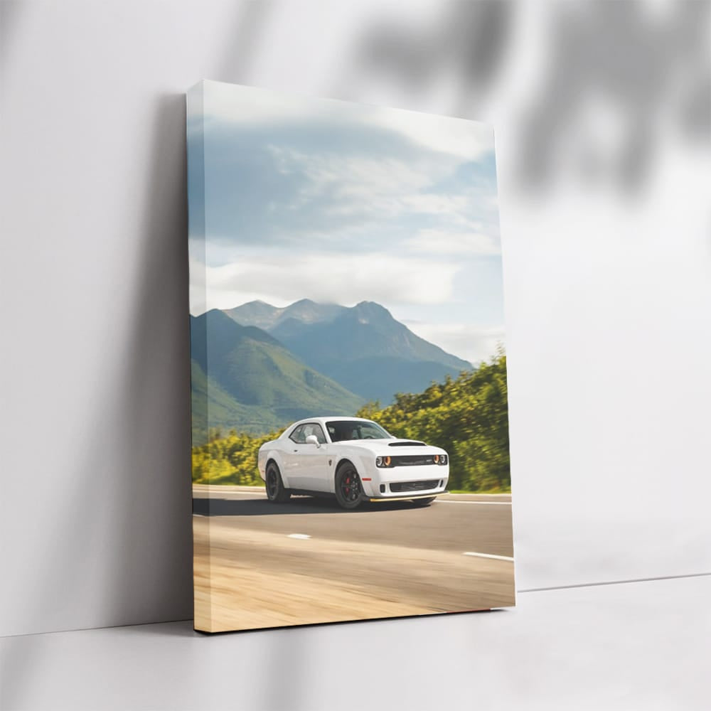 White Dodge in Mountain Terrain - Rugged and Reliable
