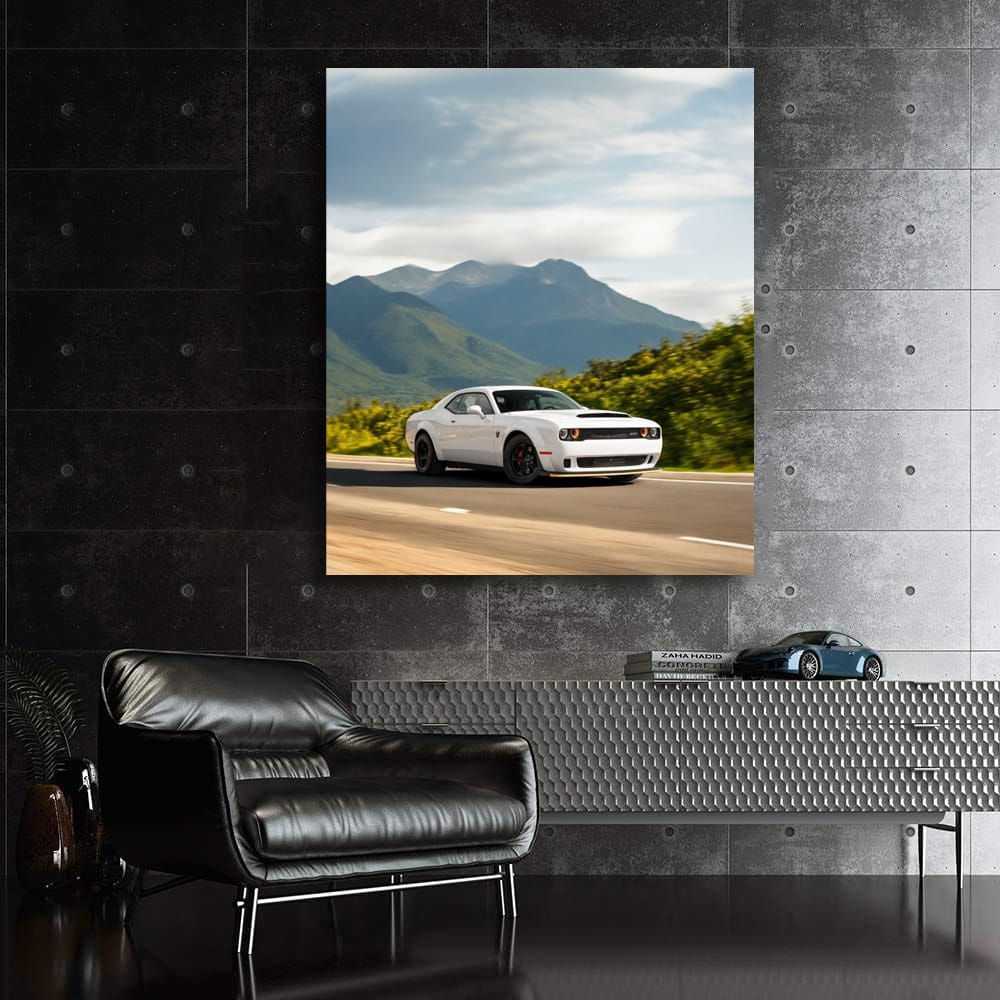 White Dodge in Mountain Terrain - Rugged and Reliable