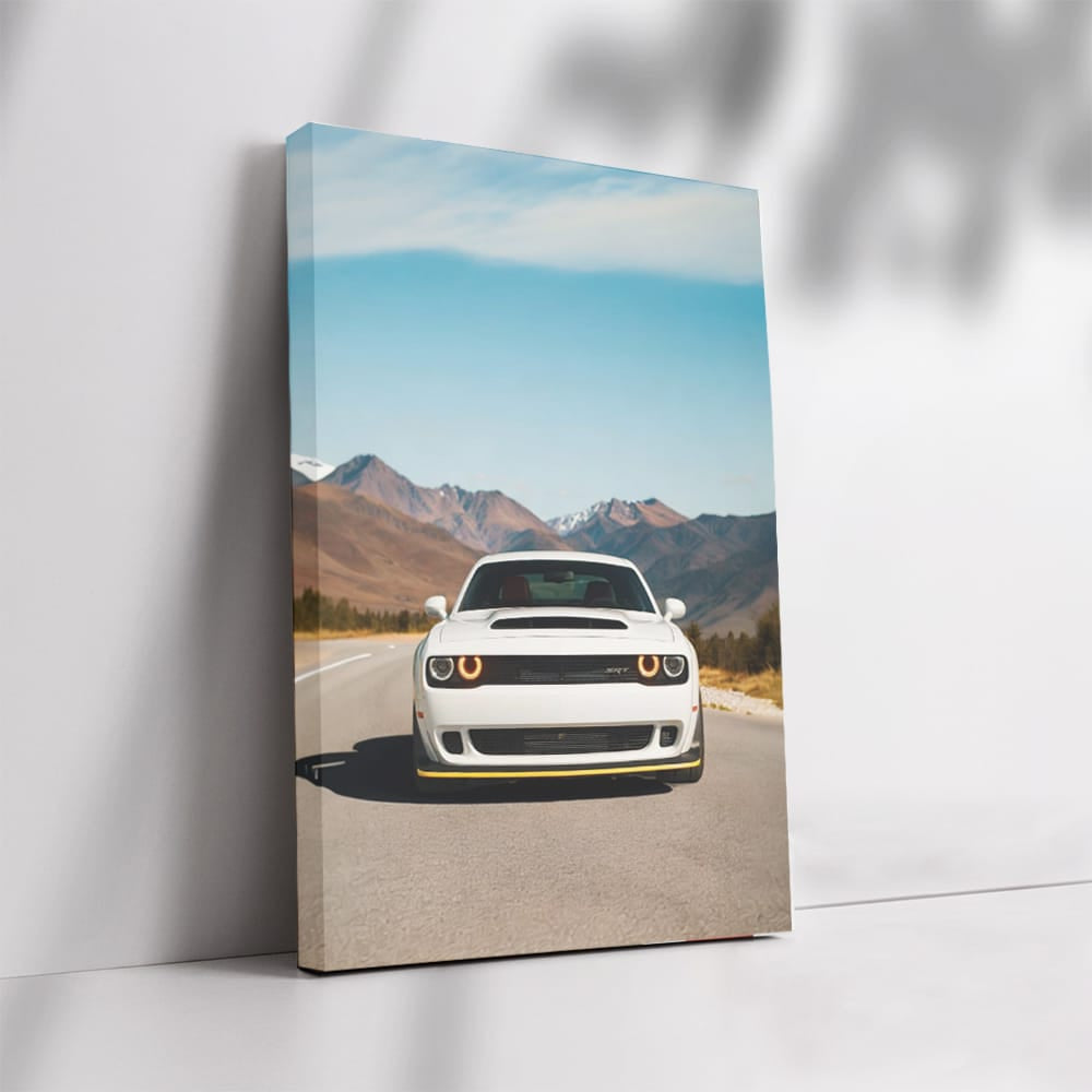 White Dodge Conquering Mountain Roads - Bold and Powerful