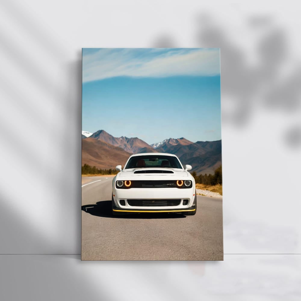 White Dodge Conquering Mountain Roads - Bold and Powerful