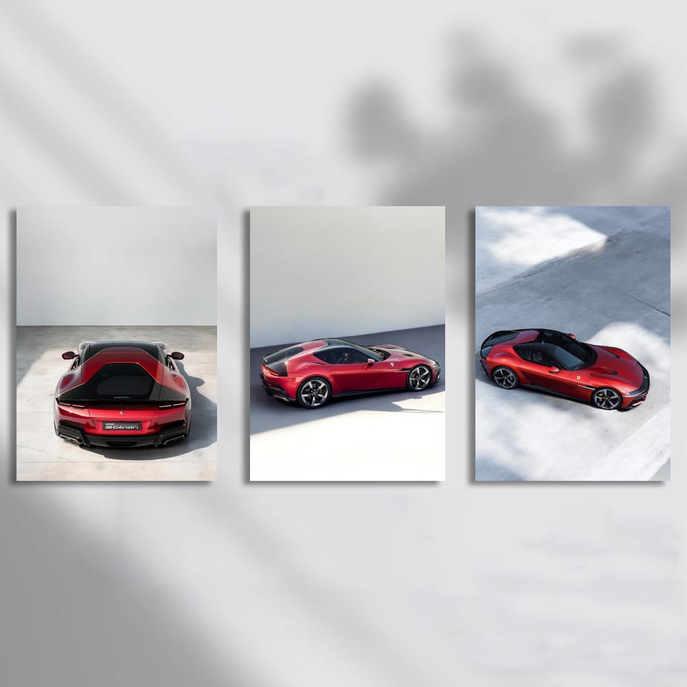 Ferrari 12 Cilindri Red Parking Set of 3