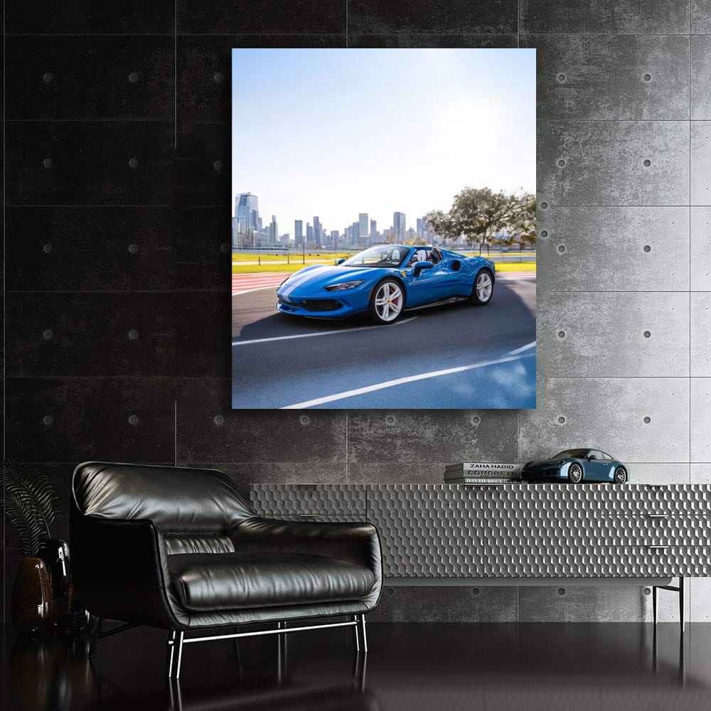 Ferrari 296 GTS with Urban Backdrop - Sleek and Sophisticated