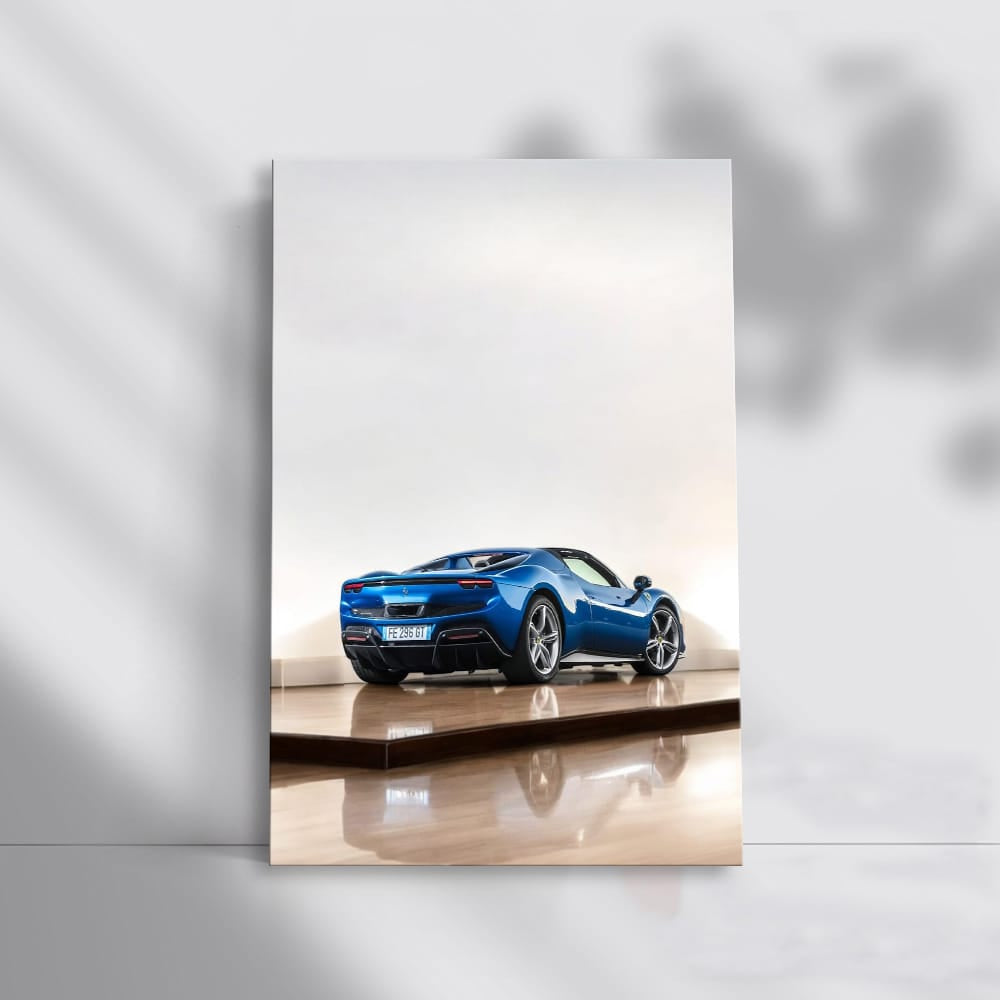 Ferrari 296 GTS in Blue on Wooden Parquet - Pure Elegance