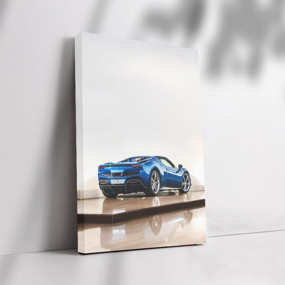Ferrari 296 GTS in Blue on Wooden Parquet - Pure Elegance