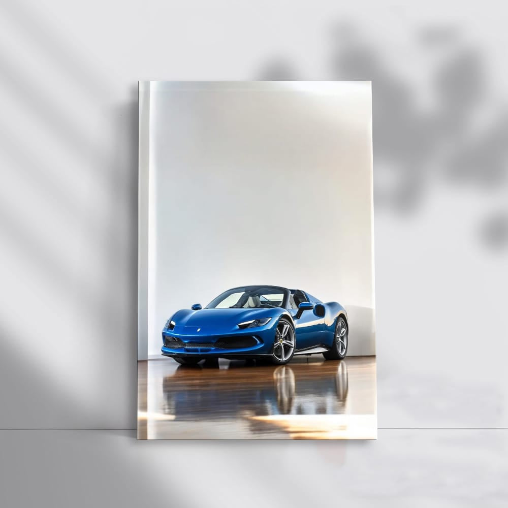 Ferrari 296 GTS on Blue Wooden Parquet - Elegance in Motion