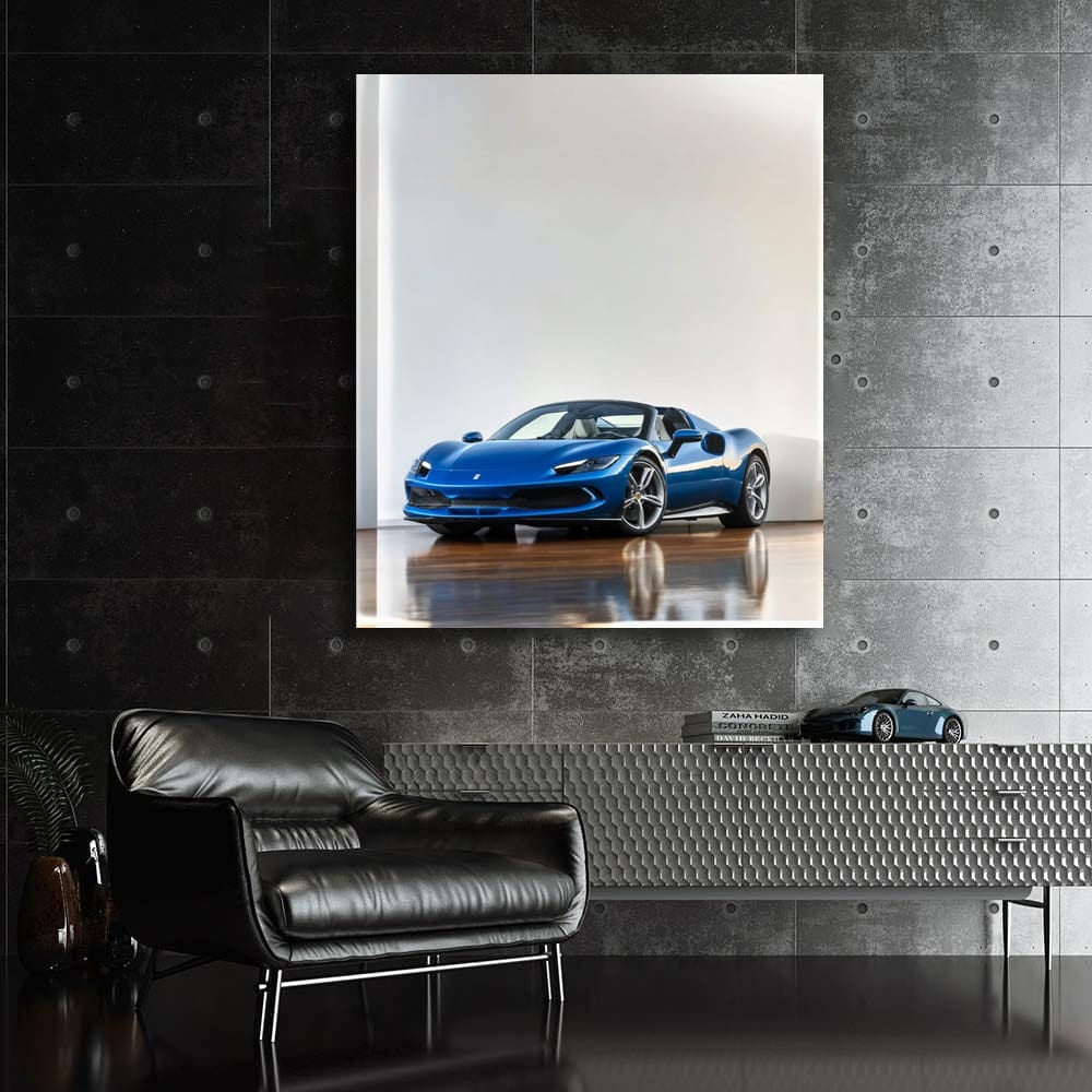 Ferrari 296 GTS on Blue Wooden Parquet - Elegance in Motion