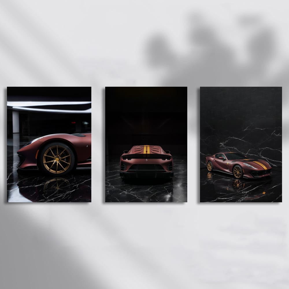 Ferrari 812 Comtizione Black Marble Set of 3