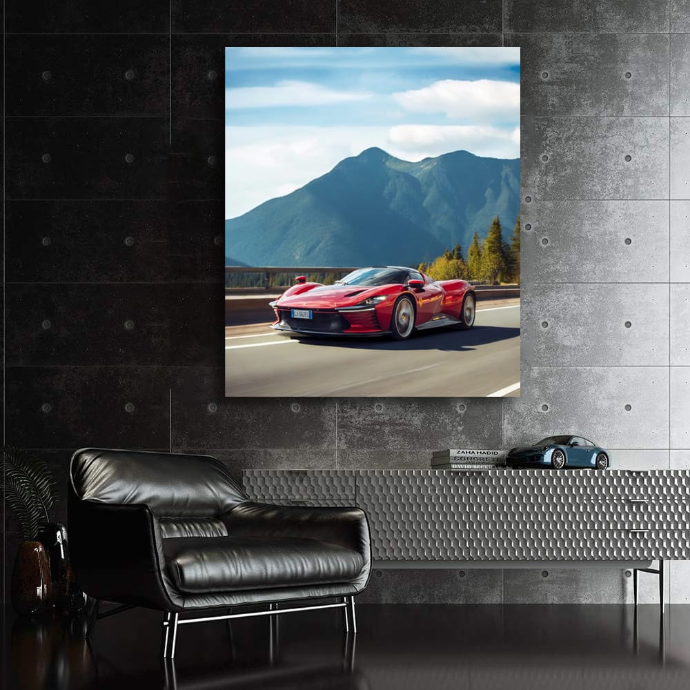 Red Ferrari Daytona SP3 in Mountain Scenery - Pure Elegance