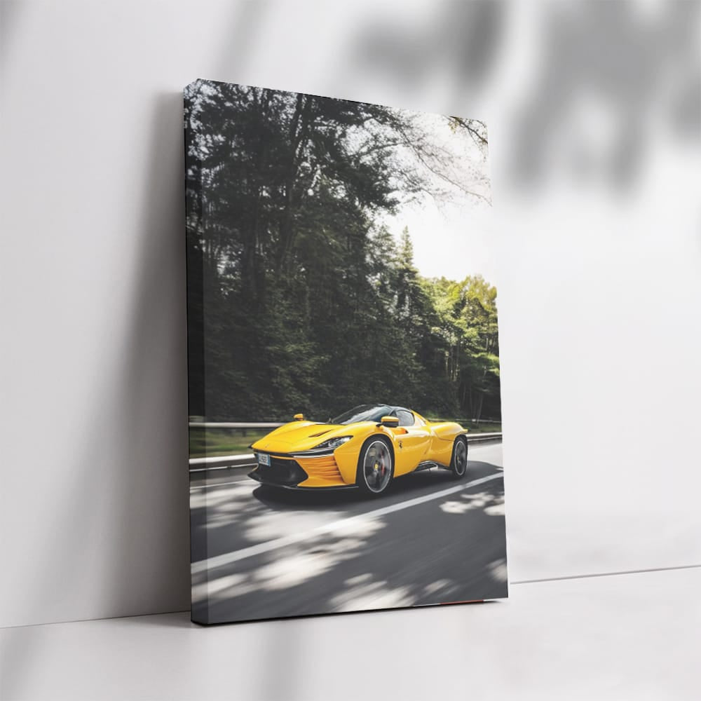 Ferrari Daytona SP3 in Yellow Racing on Road - Icon of Speed