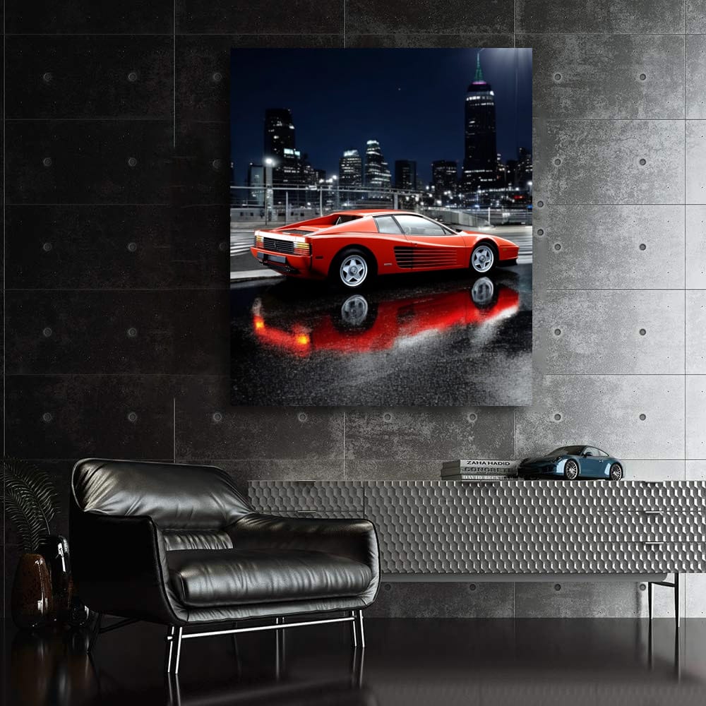 Ferrari F512 M in City at Night - Icon of Speed and Elegance