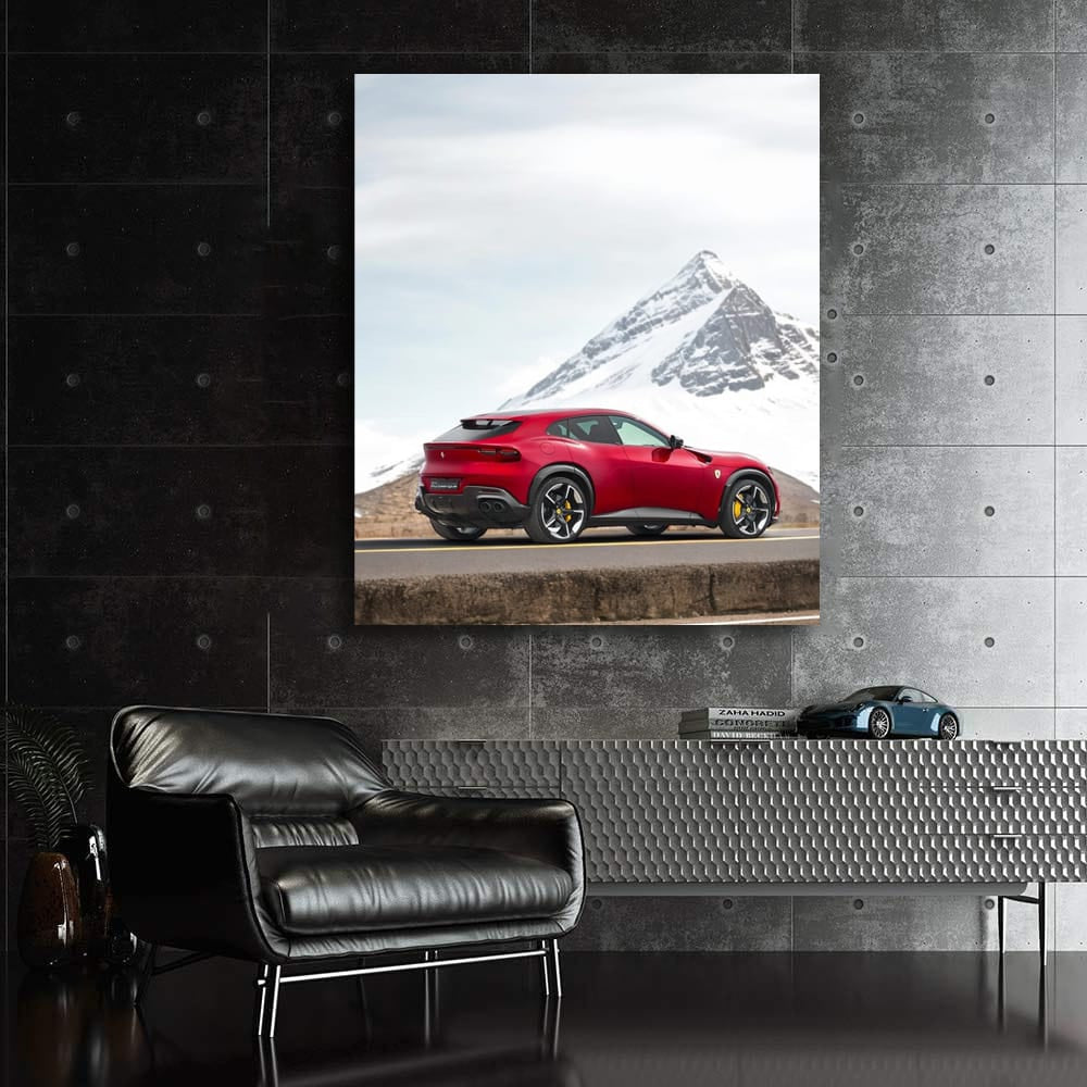Ferrari Purosangue in Snowy Mountains - Elegance and Power