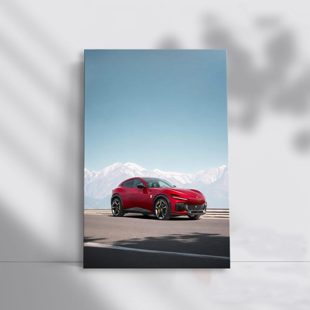Ferrari Purosangue in Snowy Mountains - Elegant Powerhouse
