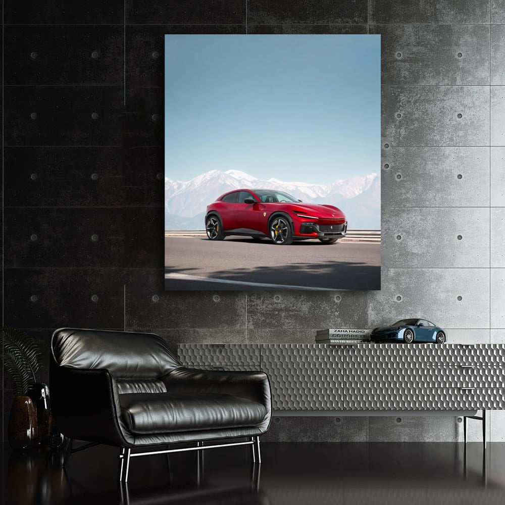 Ferrari Purosangue in Snowy Mountains - Elegant Powerhouse