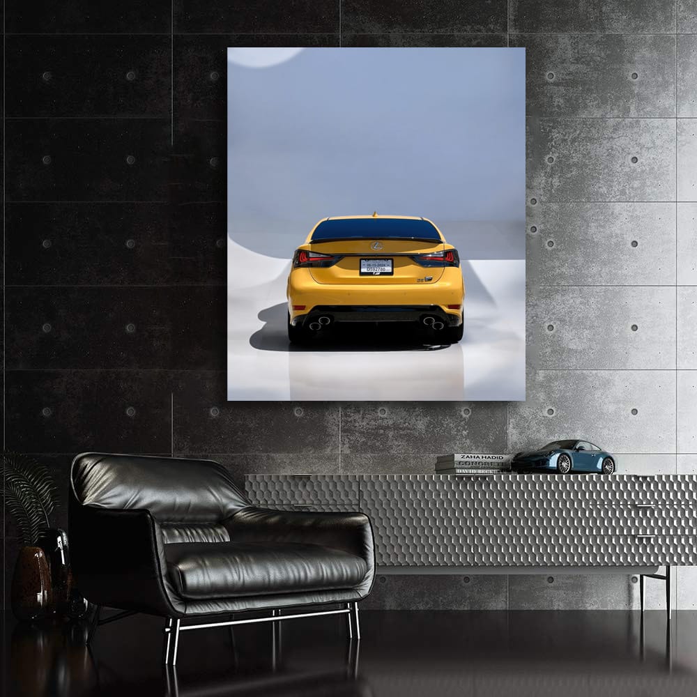 Lexus Yellow GS F in Parking Lot - Bold and Stylish Ride