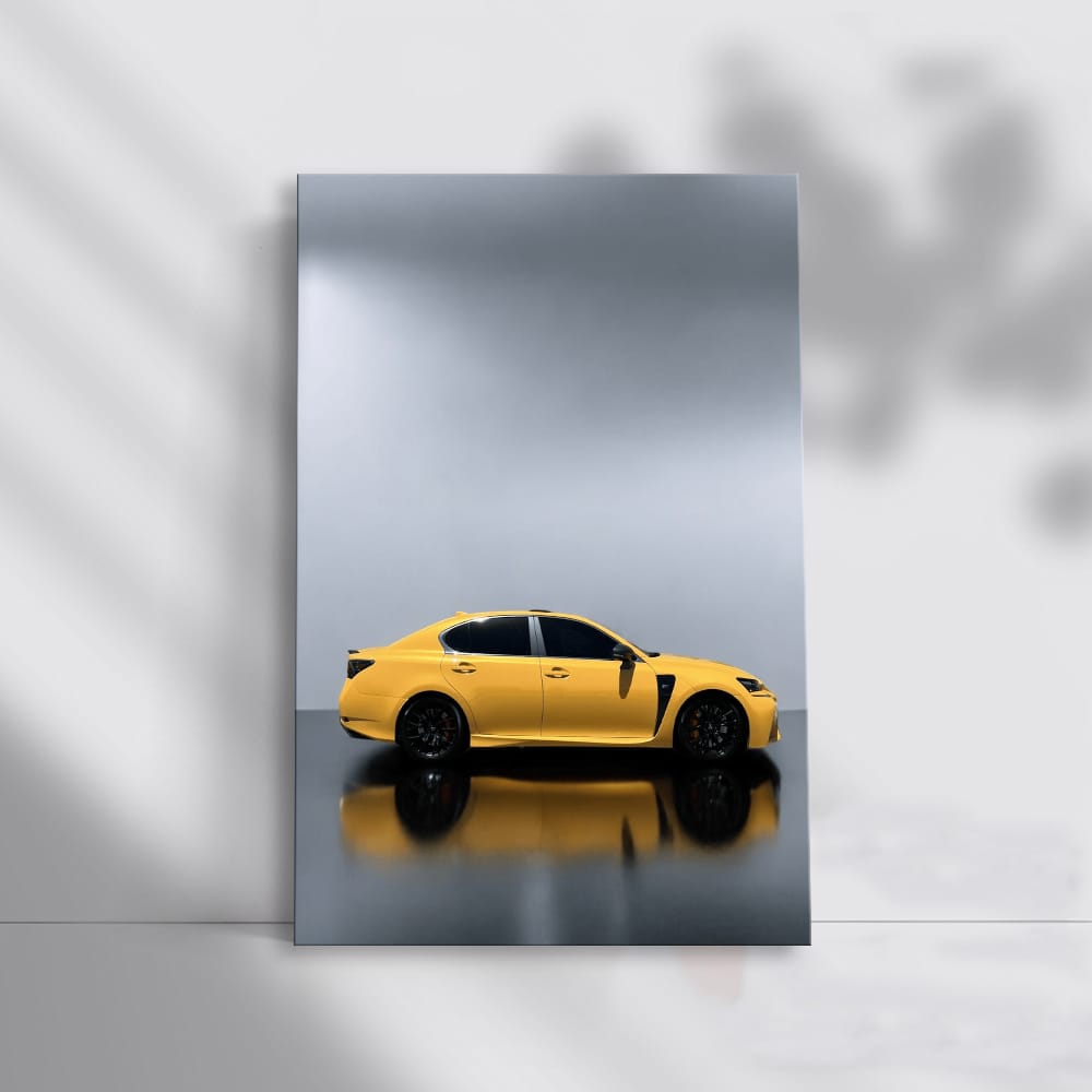 Bright Yellow Lexus GS F in Parking Lot - Bold Performance Icon