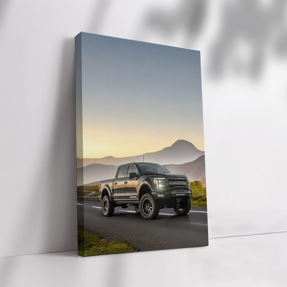 Ford F-Series on Scenic Country Road, Mountains Behind - Rugged Power