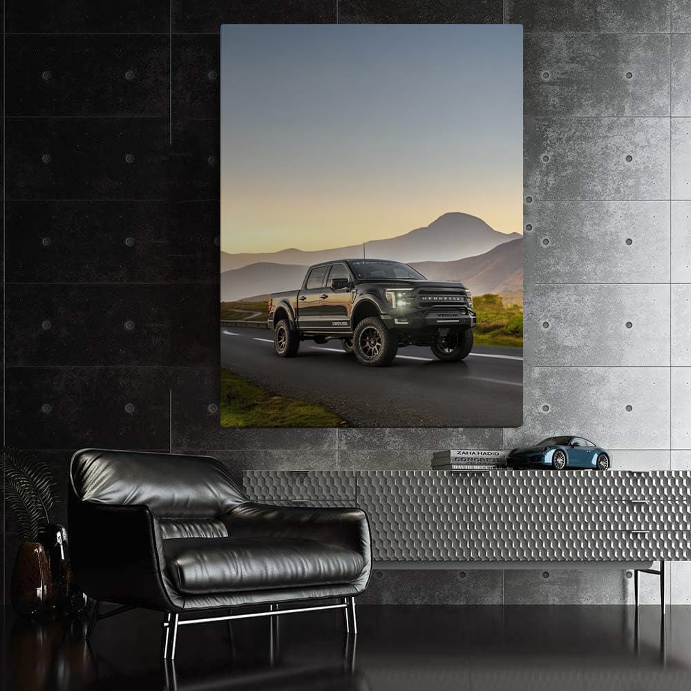 Ford F-Series on Scenic Country Road, Mountains Behind - Rugged Power