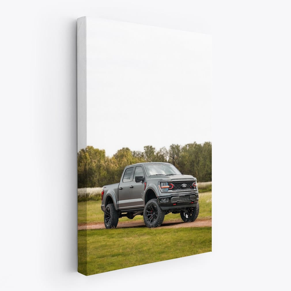 Ford F-Series on Grass Trail, White Field Backdrop - Rugged Strength