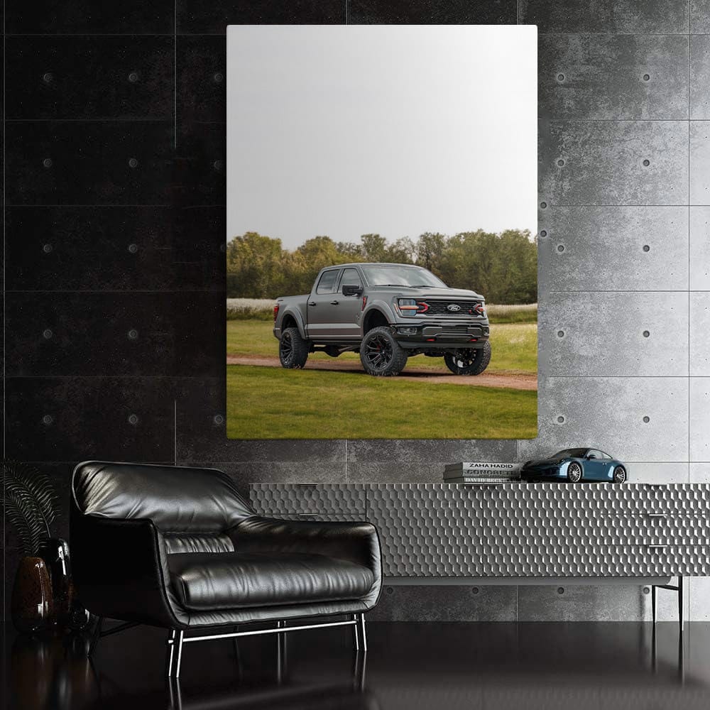 Ford F-Series on Grass Trail, White Field Backdrop - Rugged Strength