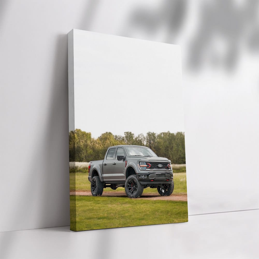 Ford F-Series on Grass Trail, White Field Backdrop - Rugged Strength