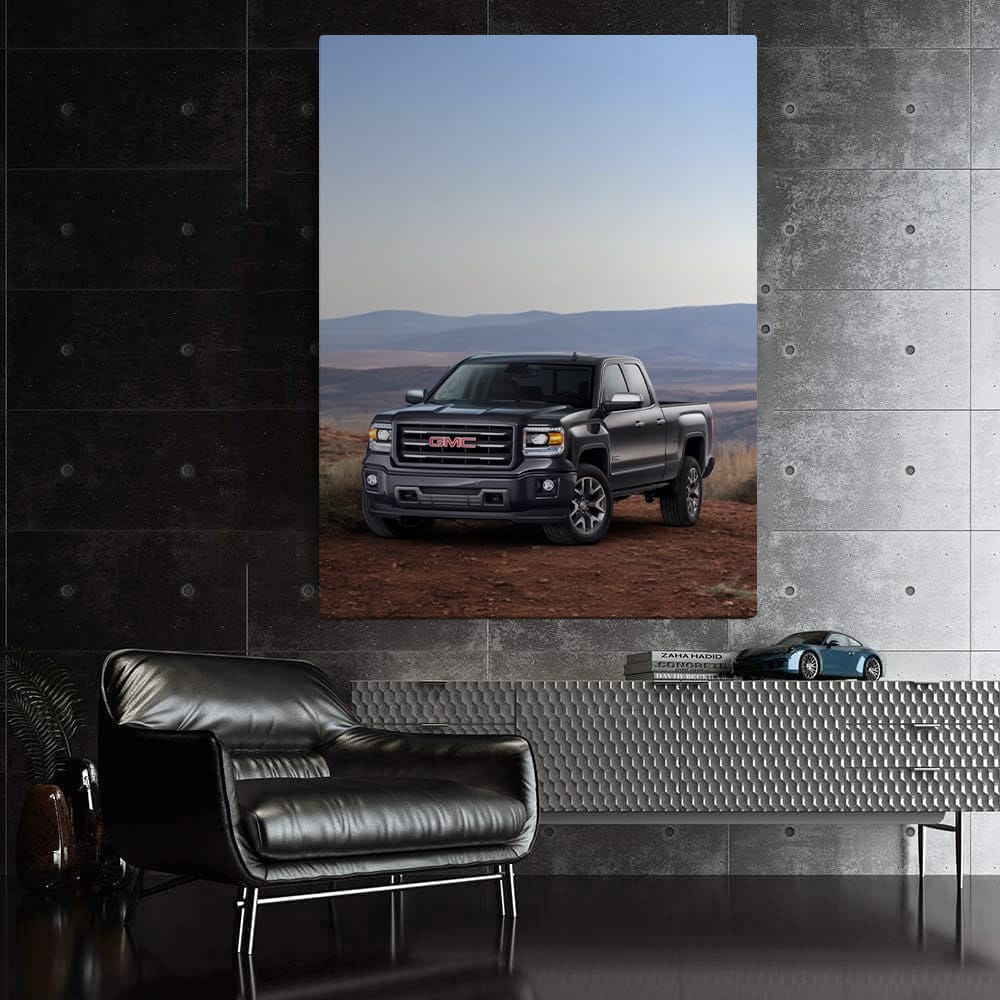 GMC Sierra Conquering Rugged Terrain with Distant Horizon - Tough and Reliable