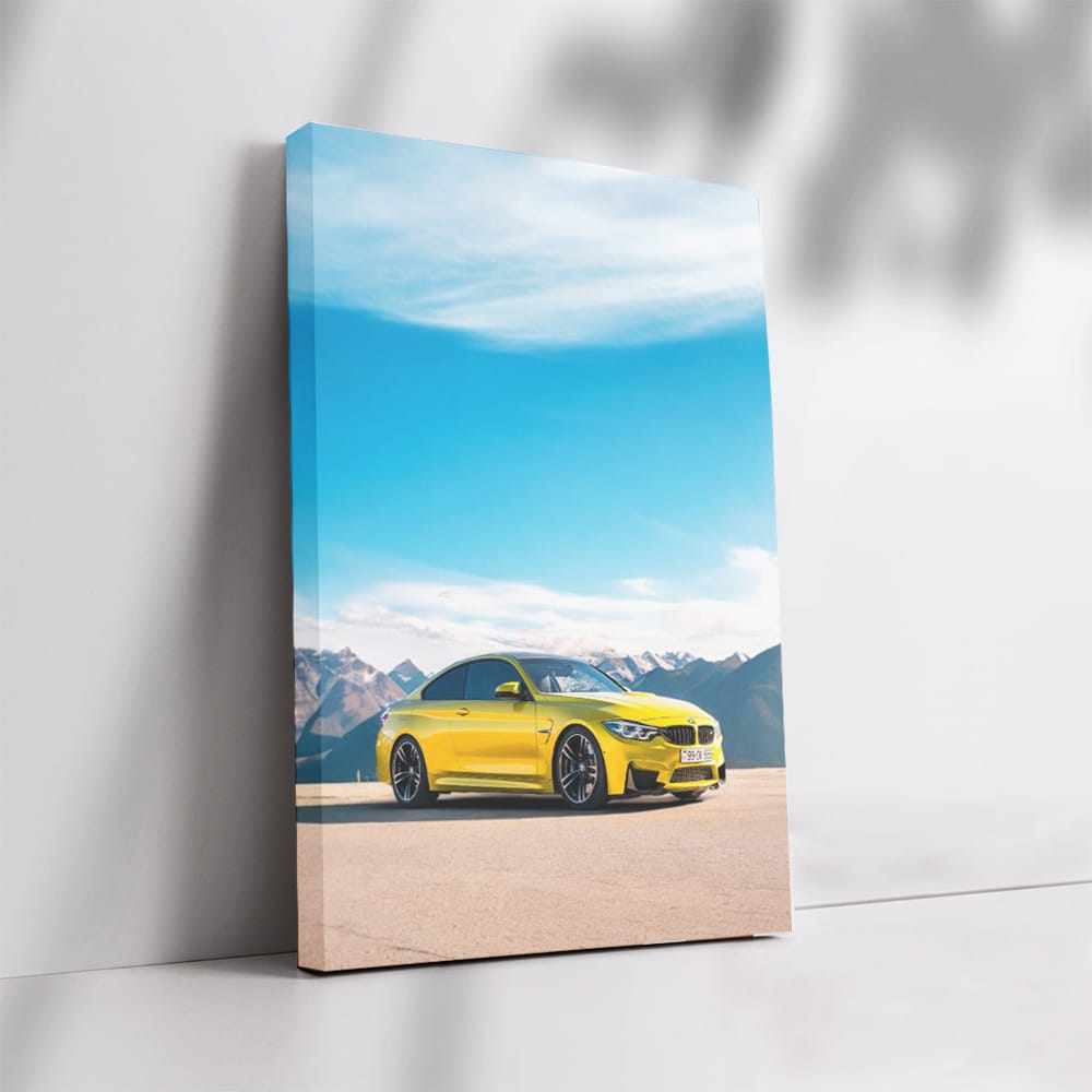 Bold Yellow BMW M4 F82 Roaring Through Mountain Roads