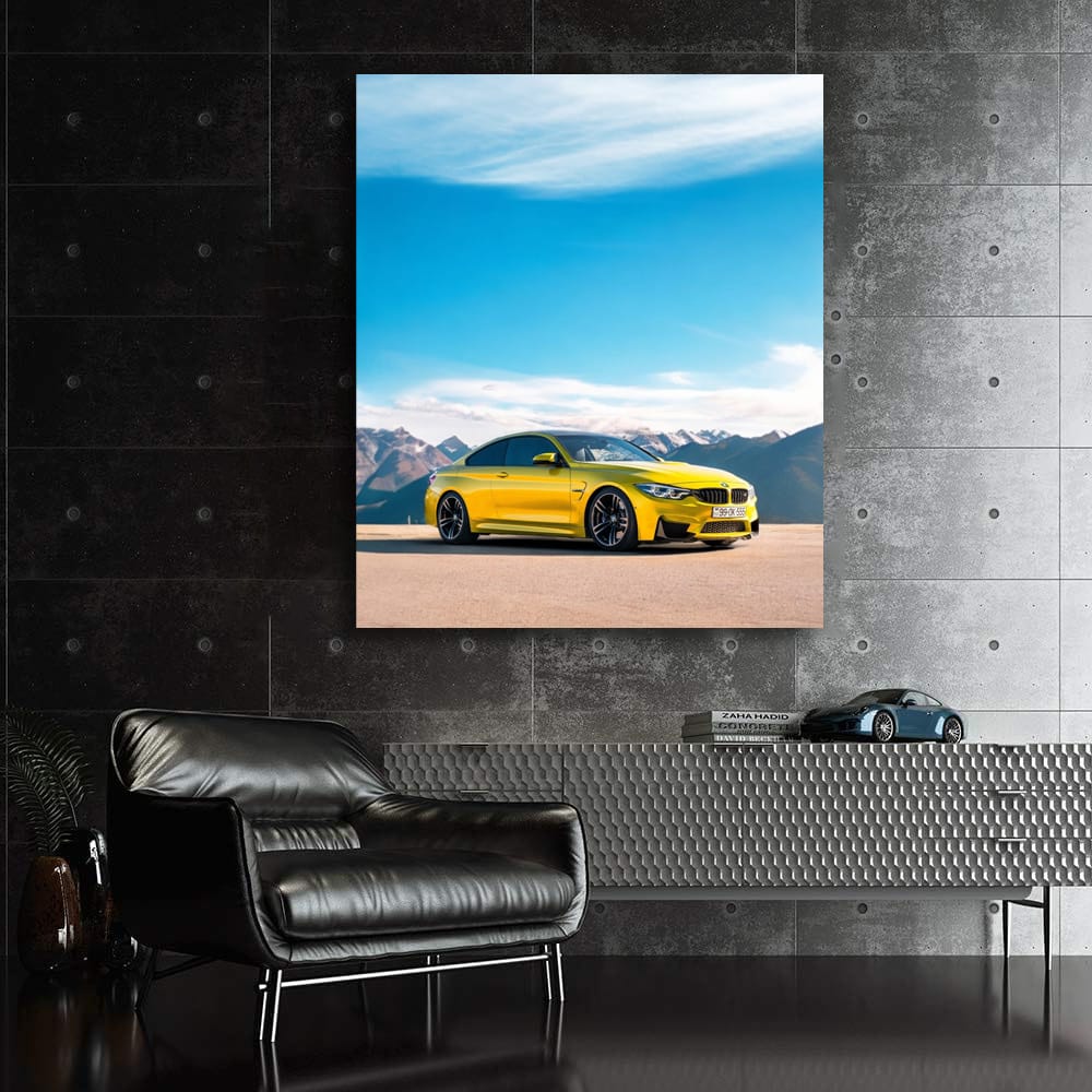 Bold Yellow BMW M4 F82 Roaring Through Mountain Roads
