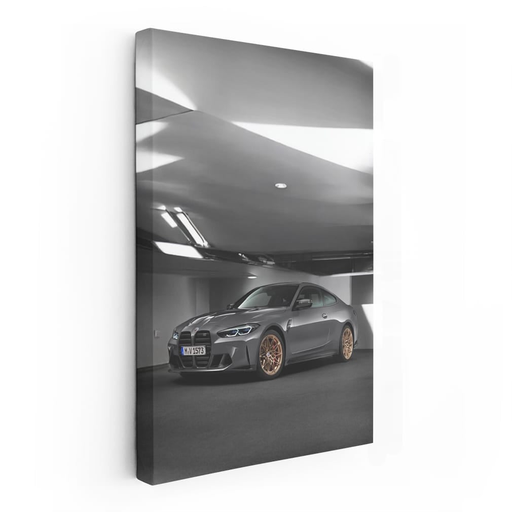 Grey Bmw M4 On Gold Wheel Wall Art