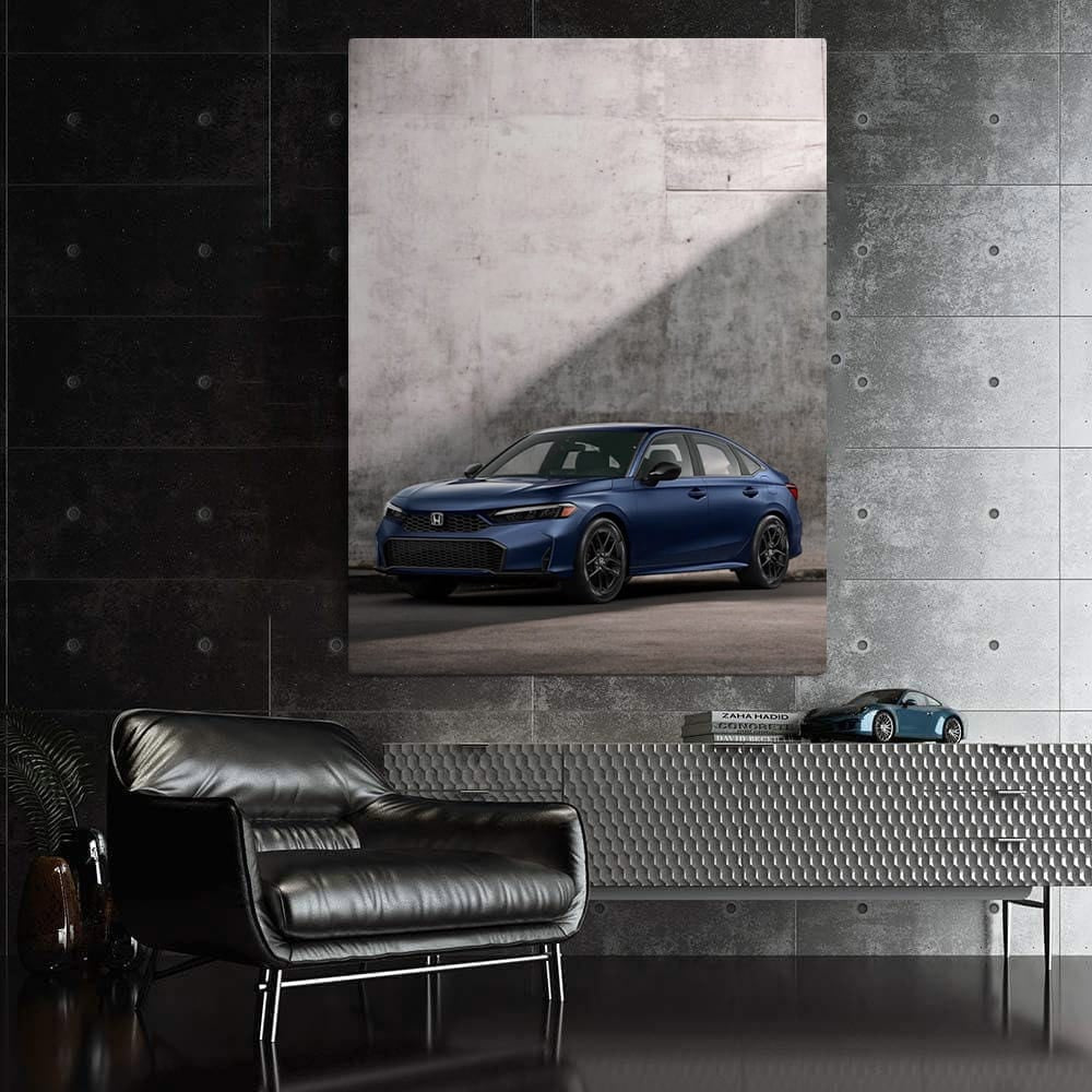 2025 Honda Civic Against Grey Wall - Sleek and Modern Design