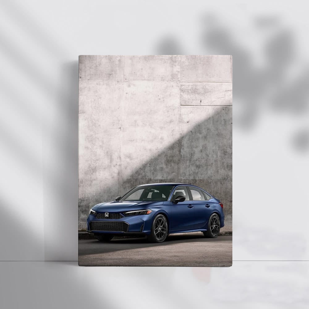 2025 Honda Civic Against Grey Wall - Sleek and Modern Design