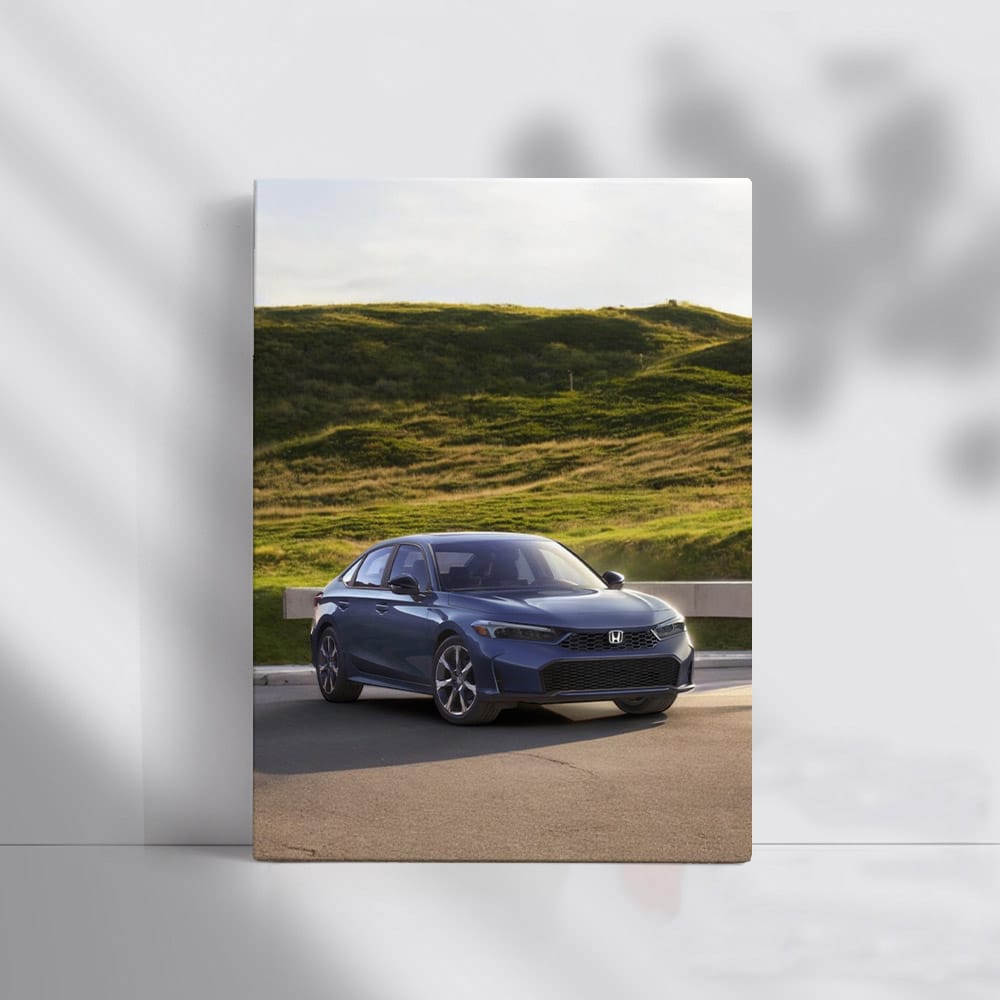 2025 Honda Civic Parked by Grassy Hillside - Sleek and Modern